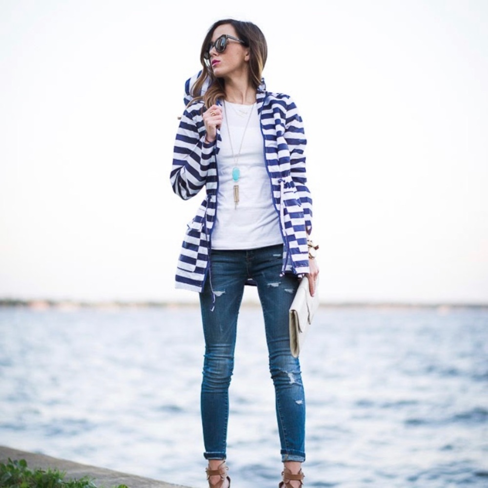 BOGO free [ASOS] light striped rain jacket